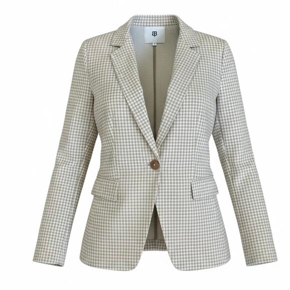 Betabrand Classic One Button Knit Blazer Gingham Plaid Office Work Size XL - Picture 1 of 13